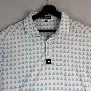 Bad Birdie Golf Polo Shirt Mens Large Green White Graphic Printed Performance